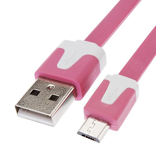 Micro USB к USB между мужчинами кабель для Samsung / Huawei / ZTE / Nokia / HTC / Sony Ericson плоский тип Розовый (2M)