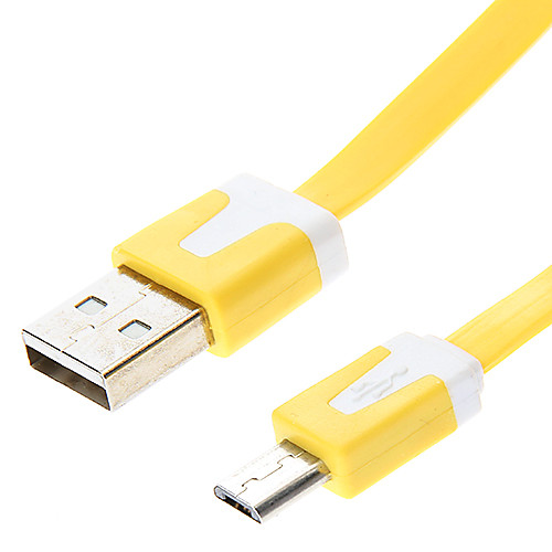 USB мужчина к Micro USB Мужской плоский желтый Тип (2M)