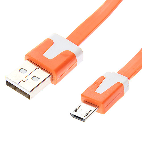 USB мужчина к Micro USB Мужской плоский тип Оранжевый (3 м)