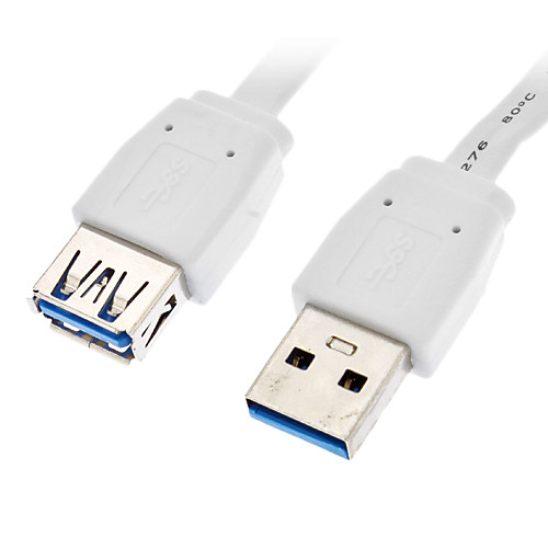 USB 3.0 тип мужчина к USB 3.0 тип женщин кабель Плоский тип Белая (1M)