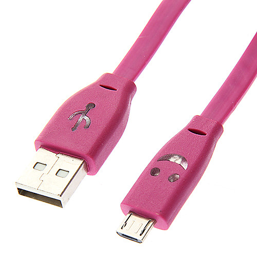 USB мужчина к Micro USB Мужской плоский тип лица улыбки фиолетовый (1M)