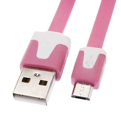 Micro USB к USB между мужчинами кабель для Samsung / Huawei / ZTE / Nokia / HTC / Sony Ericson плоский тип розовый (3 м)