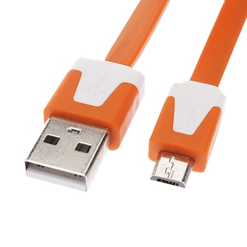 Micro USB к USB между мужчинами кабель для Samsung / Huawei / ZTE / Nokia / HTC / Sony Ericson плоский тип Оранжевый (1M)