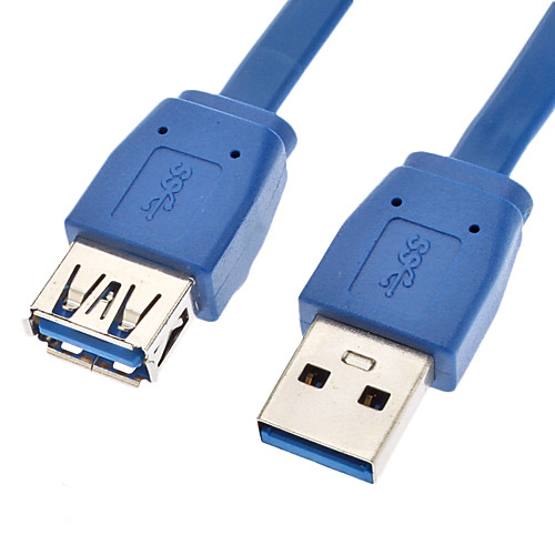 USB 3.0 тип мужчина к USB 3.0 тип женщин кабель Плоский тип Синий (1M)