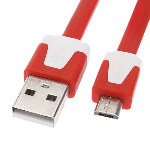 Micro USB к USB между мужчинами кабель для Samsung / Huawei / ZTE / Nokia / HTC / Sony Ericson Красный плоский тип (1M)