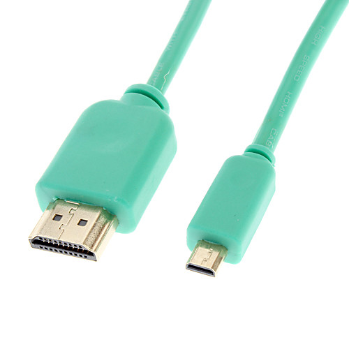 Мужчина HDMI к микро-мужчины HDMI v1.3 кабеля зеленая Глод покрытием для смарт-LED HDTV / Apple TV / Blu-Ray DVD (1,5 м)