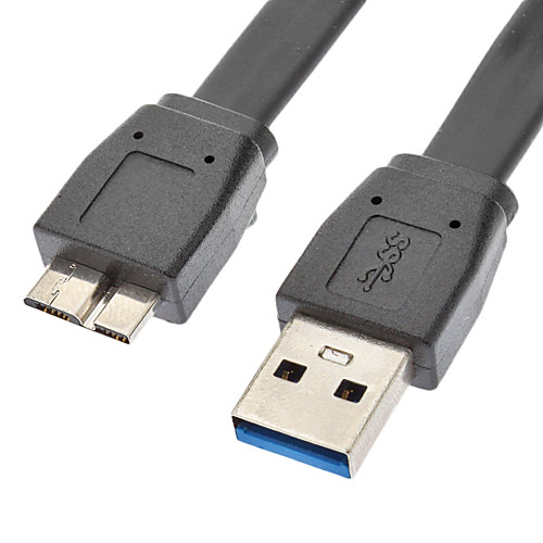 USB 3.0 тип мужчина к микро-USB 3.0 тип мужчина Тип кабеля плоский черный (0,6 м)