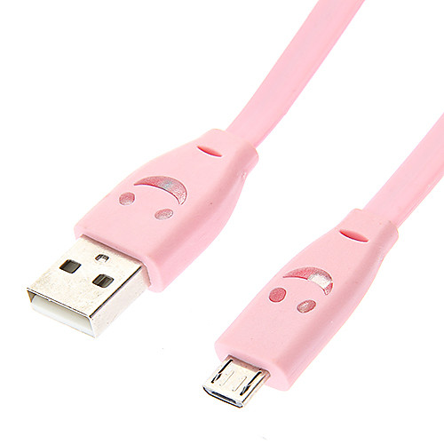 USB мужчина к Micro USB Мужской плоский тип лица улыбки Розовый (1M)