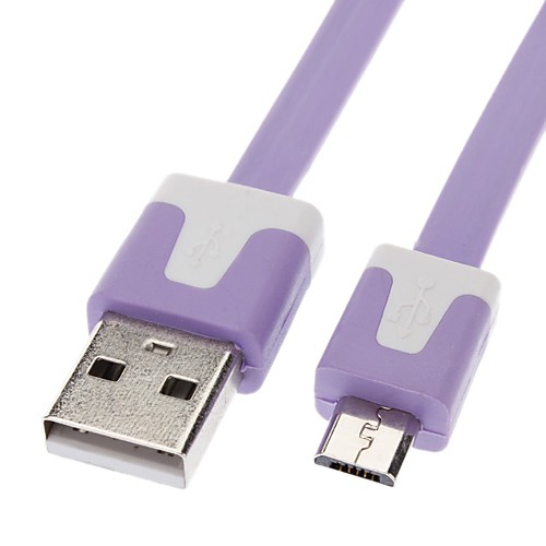 Micro USB к USB между мужчинами кабель для Samsung / Huawei / ZTE / Nokia / HTC / Sony Ericson плоский тип Фиолетовый (1M)