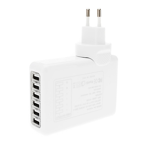 ЕС AC Путешествия Plug адаптер с 2,0 6xUSB 100V-240V белый