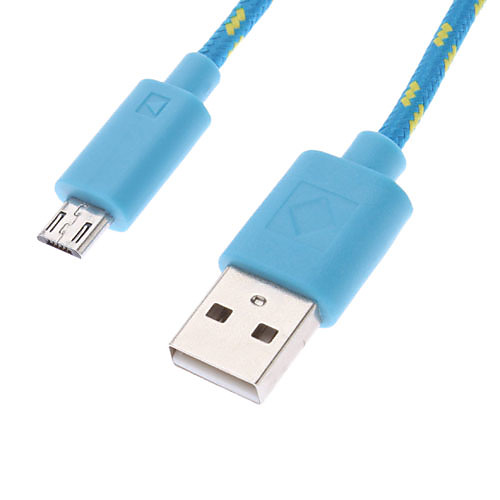 USB 2.0 мужчина к Micro USB кабель для передачи данных Мужской покрытием Чистый синий (1м)