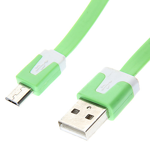 USB мужчина к Micro USB Мужской плоский тип Зеленый (1M)