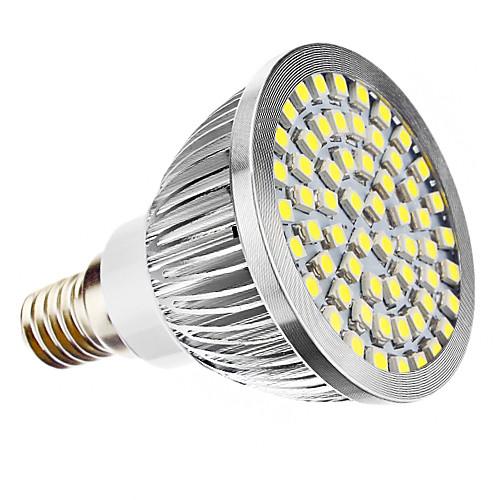 E14 3W 60x3528SMD 210-240LM 6000-6500K Природный белый свет светодиодных шарика пятна-Алюминий (110V/220-240V)