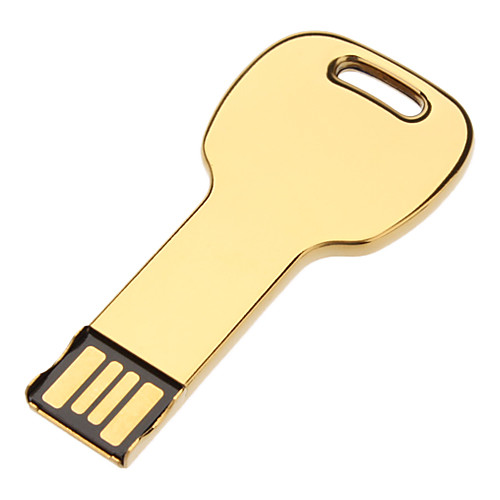 8GB металлический ключ функции USB флэш-флэш-накопитель с цепной отверстие (золото / серебро)