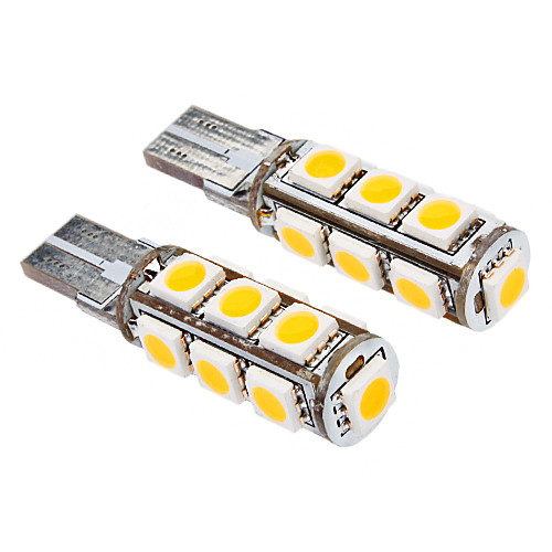 T10 2,5 Вт 13x5050SMD 150-180LM 3000-3500K теплый белый свет Светодиодные лампы для автомобилей (DC 12V, 2-Pack)
