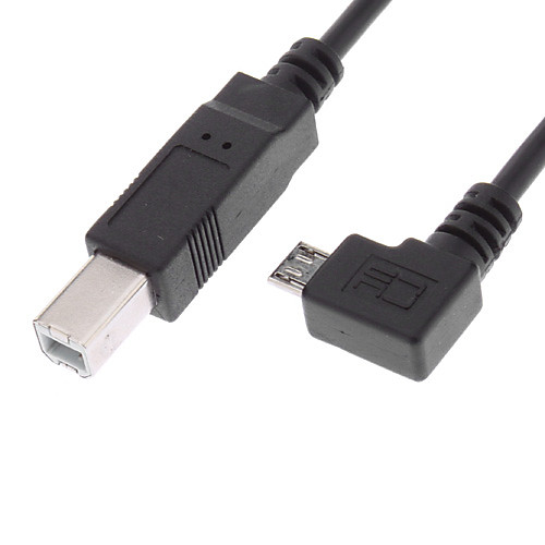 USB 2.0 Type B мужчина к Micro USB 2.0 90 градусов направо Мужской кабель OTG (0,3 M)