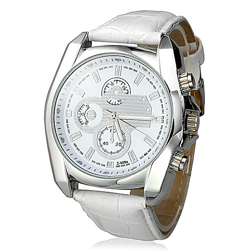 мужской деловой стиль белый циферблат Кожа PU Группа Кварцевые наручные часы