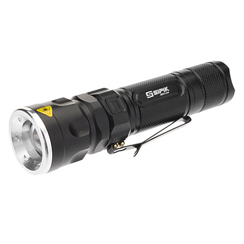 Sipik SK96 3-AAA 3-Mode Cree XM-L T6 светодиодный Увеличить фонарик с зажимом (1000LM, 3xAAA, Черный)