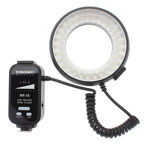 MR-58 5500K 58-светодиодный Белый свет Macro Ring Flash Light для Nikon / Canon DSLR камеры (2 х АА)