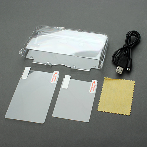 Ясно дело кожи Кристалл 2- LCD пленка 2 in1 USB кабель для зарядки для Nintendo 3DS XL