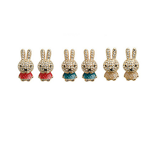 милый кролик полный бриллиантовые серьги серьги серьги (случайный цвет)
