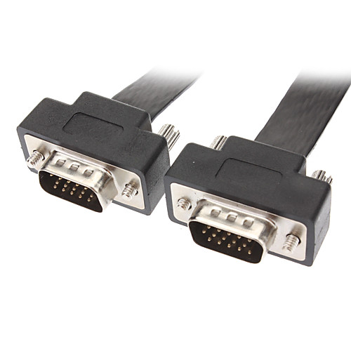 VGA между мужчинами Выдвижной плоский соединительный кабель типа черный (1,8 м)