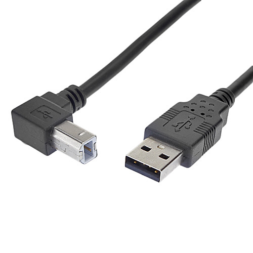 USB 2.0 мужчина к USB 2.0 типа B 90 градусов кабель принтера черный (1,5)