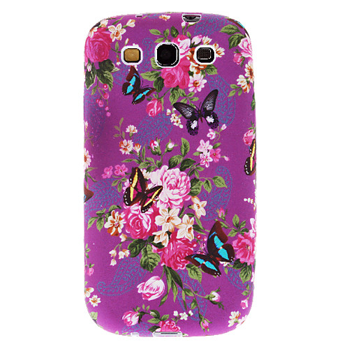 Лиловый цветок и бабочки Pattern ТПУ мягкий чехол для Samsung I9300 Galaxy S3