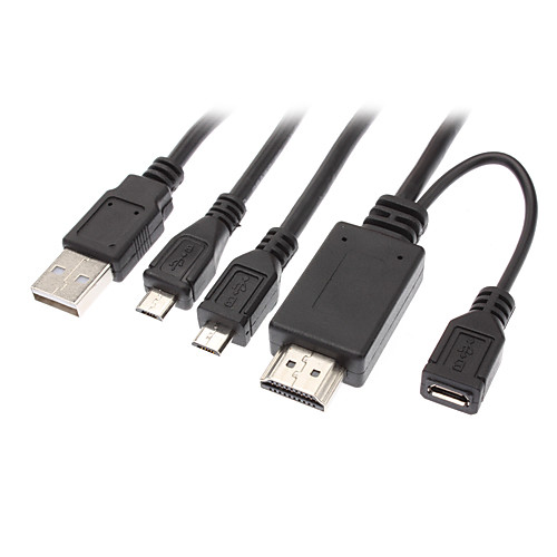 Micro USB 2.0 мужчина к HDMI V1.3 Мужской адаптер MHL Набор кабелей Черный (1,5)