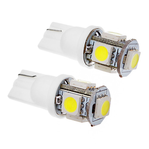 2 шт T10 1.5W 5x5050SMD 100-120LM 6000K Холодный белый свет Светодиодные лампы (12)