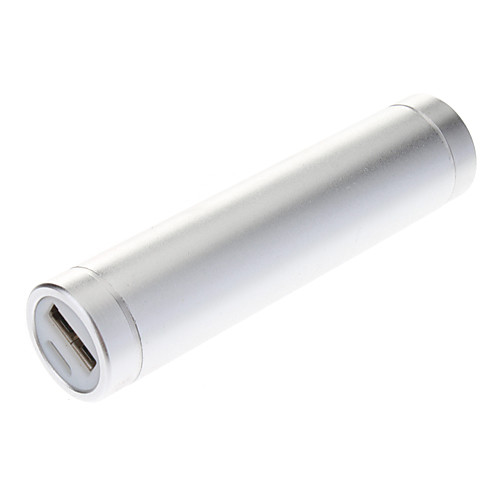 Цилиндрическая Внешний 2600mAh аварийного зарядное устройство для сотового телефона / MP3 / MP4 - серебро