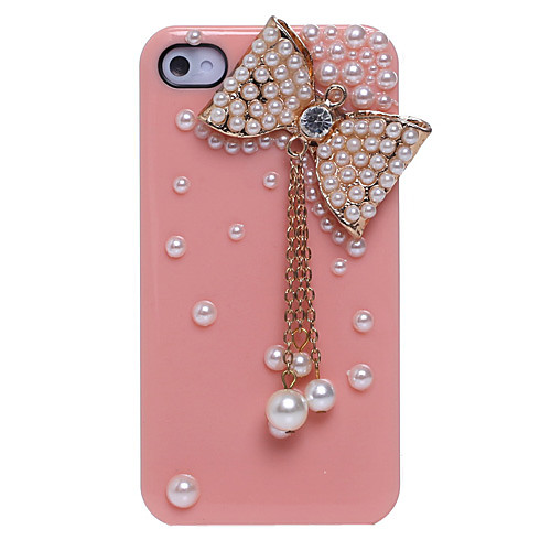 Pearl Bowknot кулон ювелирные изделия покрыты назад чехол для iPhone 4/4S