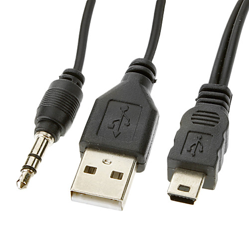 USB 2.0 и 3,5 мм штекер Mini USB 2.0 Мужской данных и кабель для зарядки (0,3 M)