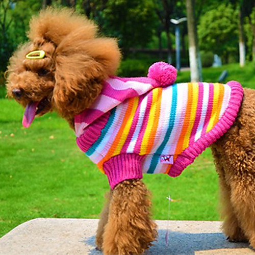 Симпатичные цвета радуги полосой свитер для собаки домашние животные (разные цвета, размеры)