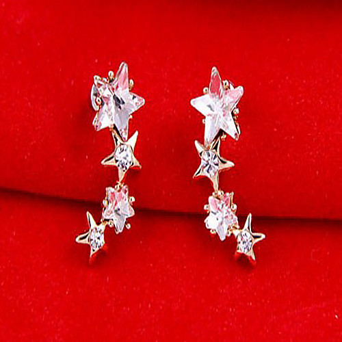Мода Серьги Кристалл Gemstone Multi-звезда Звезда струнного изогнутые серьги E430