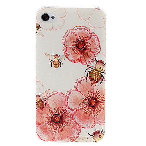 небольшие свежие цветочные и пчел Pattern Пластиковые Футляр для iphone 4/4S