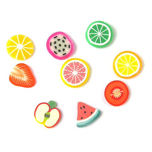 3D Fimo Slice Мультфильм Новое лицо Фрукты украшения искусства ногтя