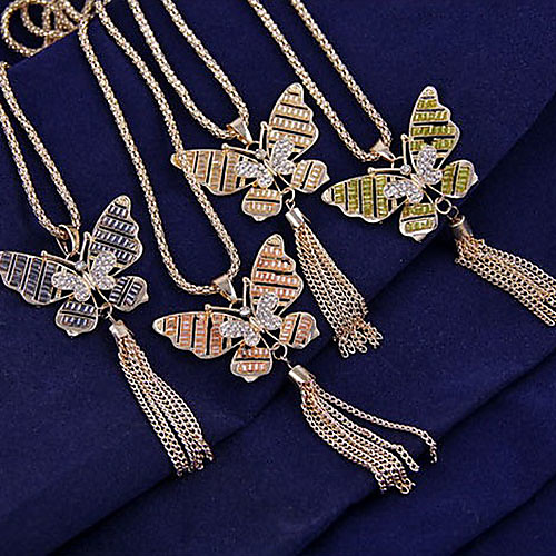 Новый уха бабочки осень Полный ожерелье кисточкой Алмазная