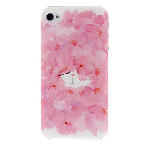 розовые цветы и кошки Pattern Пластиковые Футляр для iphone 4/4S