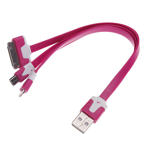 3-в-1 USB к яблоку 8 pin/micro/30-pin синхронизации данных / зарядное устройство с лапшой кабель для iPhone 5/4/4s/samsung (ассорти цветов)