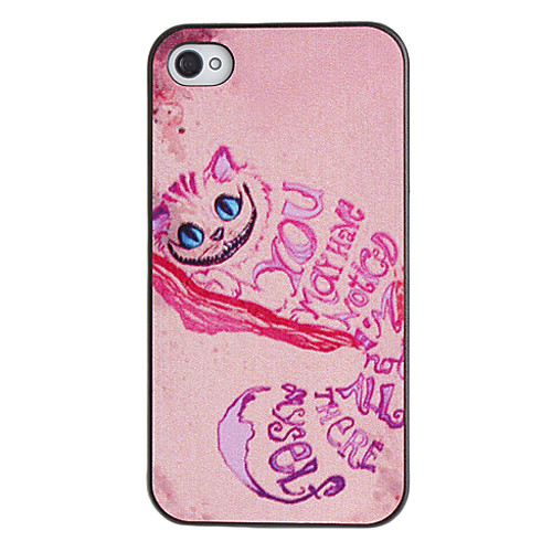 Чар Cat Rose Pattern ПК Футляр с черной рамкой для iPhone 4/4S