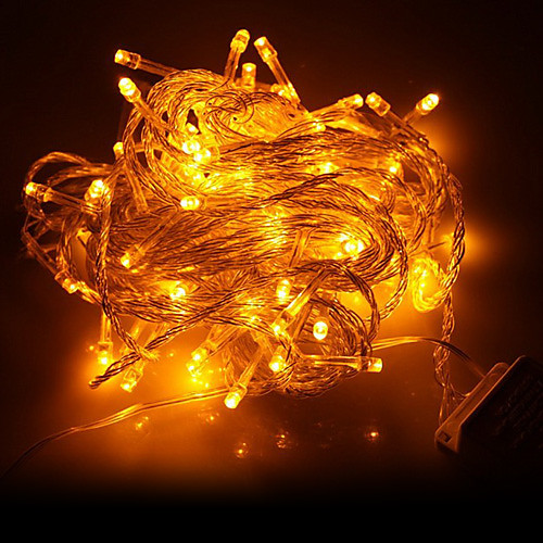 10М 100-LED желтый свет светодиодных Новогоднее украшение света шнура (220)