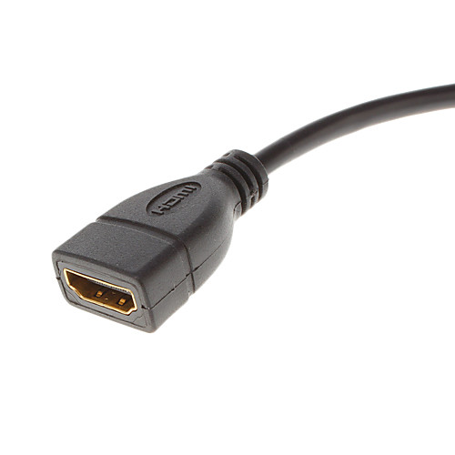 Mini HDMI V1.3 90 градусов вниз, чтобы HDMI v1.3 М / Ж кабель черный (0,1 М)