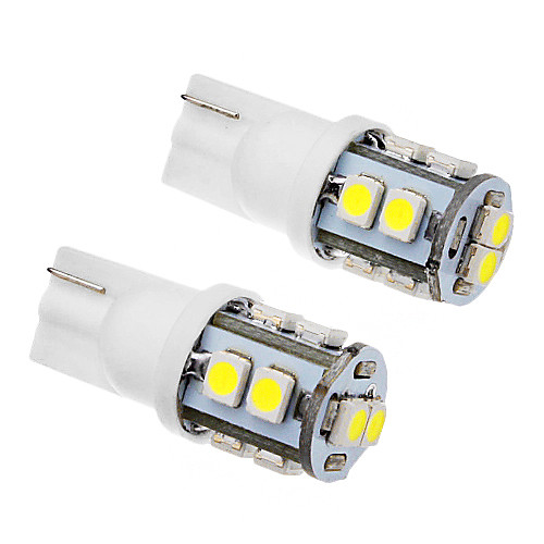 2 шт T10 1W 10x3528SMD 70-90LM 6000K Холодный белый свет Светодиодные лампы (12)