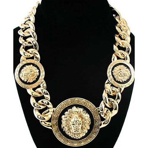 мода три золотые и черные голова льва сплава заявление ожерелье