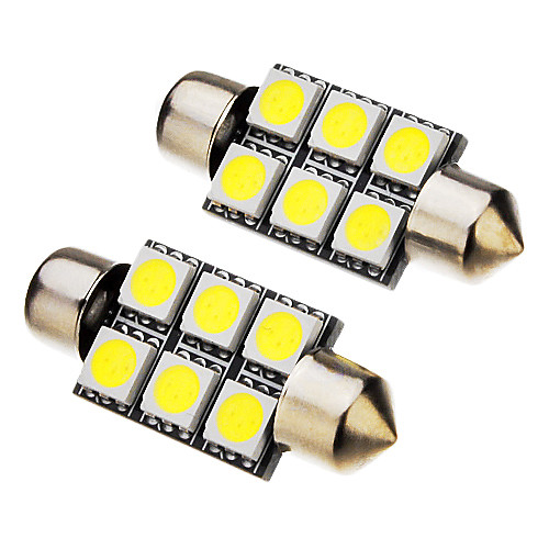 2 шт гирлянда 36мм 6x5050SMD 1W 70-90LM 6000K Холодный белый свет Светодиодные лампы (12)