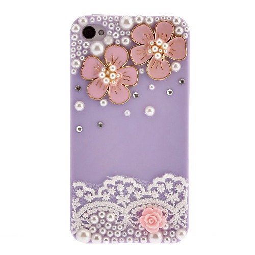 Цветы Pattern Rhinestone жесткого Задняя сторона обложки чехол для iPhone 4/4S (разных цветов)