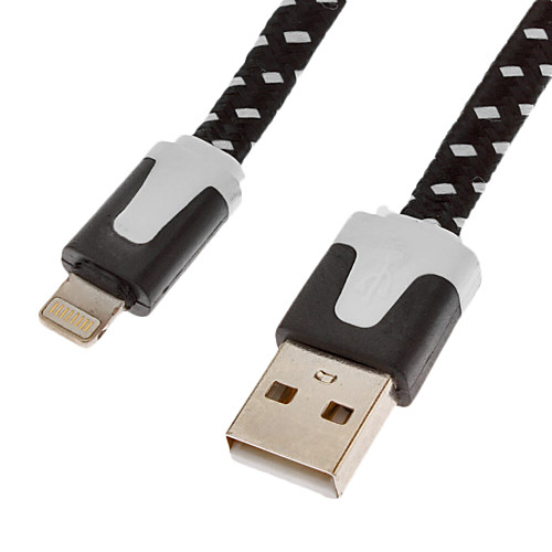 USB в яблоко 8-контактный синхронизации данных зарядки нейлон плоский кабель для iPhone 5/5s/5c (100см, разные цвета)