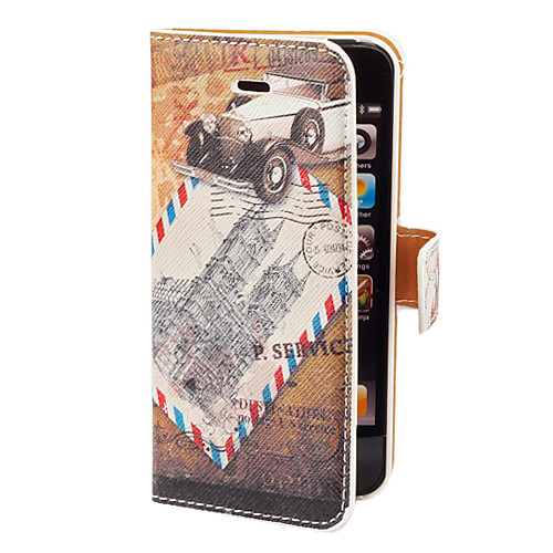 Vintage Открытки шаблон PU Case для всего тела с карты памяти и стенд для iPhone 5/5S