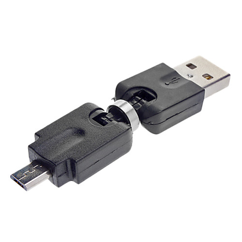 USB 2.0 мужчина к Micro USB 2.0 Мужской Поворотный адаптер Черного